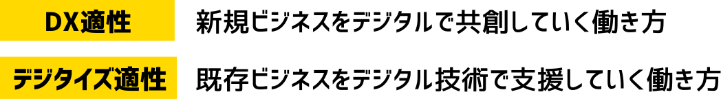 【DX適正】新規ビジネスをデジタルで共創していく働き方【デジタイズ適正】既存ビジネスをデジタル技術で支援していく働き方